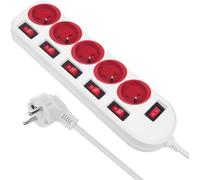 JGD-MCE204 R/W Bloc multiprises Rallonge à 5 Prises avec Interrupteurs 250 V AC/10 A 1,5 m