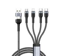 JGD-Minlu Câble de Charge 4 en 2, Cable Multi Embout avec Transfert de Données [1,2M] Câble Multi USB Universel en Nylon, Câble de Charge Rapide USB avec Micro/Type C pour iPhone,Android