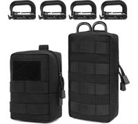 Jgd-Molle Lot De 2 Sacs Banane Tactique Edc Utility Avec 4 Crochets Pour Sac À Dos Pour Extérieur, Randonnée, Chasse, Camping, Entraînement, B - Noir - 2 Pièces, L+S, Ensemble Cartable