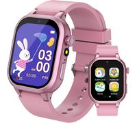 JGD-Montre Connectée Enfant 32 Jeux,Montre Intelligente Enfant avec HD Caméra Livres Audio&Cartes d'étude,Suivi des Habitudes,3 Sportifs Podomètre Réveil Mode Scolaire,Cadeaux d'anniversaire(Rose-32