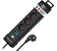 JGD-Multiprise Premium-Plus Noire, 4 prises, avec 1,8m de câble, Fabrication Française