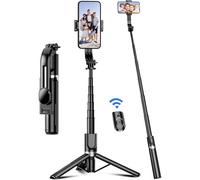 JGD-Perche à Selfie, 106cm Perche Selfie Extensible avec Trépied Renforcé et Stable, Bâton Selfie Tige Télescopique en Alliage D'aluminium & Télécommande pour Appareils iPhone et Android (Noir)