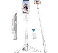 JGD-Perche à Selfie, 106cm Perche Selfie Extensible avec Trépied Renforcé et Stable, Bâton Selfie Tige Télescopique en Alliage D'aluminium & Télécommande pour Appareils iPhone et Android (Blanc)