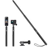 JGD-Perche à selfie invisible de 132 cm pour Insta360 X5 X4 en aluminium pour GoPro13/12/11/10/9/pour DJI Osmo360/Action 5 Pro/4/3/Pocket 3 Accessoires Extension Perche à selfie avec double griffes