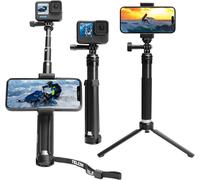 JGD-Perche à Selfie Trépied en Alliage d'Aluminium avec Clip pour Téléphone pour GoPro Hero 11 10 9 Black 8 7 6 5 Black GoPro Max Fusion Caméra Insta360 One R 4K DJI Pocket 2 Osmo Akaso