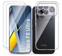 JGD-Pour Xiaomi Poco F8 Ultra pour verre blindé avec coque, 2 films de protection d'écran et 1 coque de protection pour téléphone portable, verre de protection de dureté 9H, fin, en silicone TPU