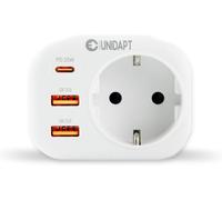 JGD-Prise Secteur Multiple, Chargeur Rapide Multiprises avec 1 Sortie AC, 1 USB-C 20W et 2 Ports USB QC 3.0, Murale Electrique Compatible avec iPhone/iPad Idéal pour Chambre Bureau