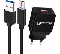 JGD-Quick Charge 3.0 Chargeur Secteur USB 18W et 1M Câble Type C (Lungo Connettore 10mm) pour Ulefone Power Armor 14 Pro 13 Armor 15 12 11T 10 9E 9 8 7E 7 X8 X10 X11 Pro Note 9P 11P 12P 13P