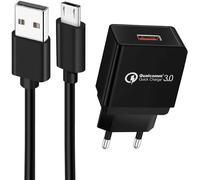 JGD-Quick Charge 3.0 Chargeur Secteur USB et 1M Câble Micro USB pour Blackview A60 A70 Cubot Note 7 / Note 20 Doogee X95 X96 N20 Pro pour Wiko Y81 Y62 Y61 Y60 Y51 View4 Lite Android Phone