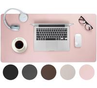 JGD-sous-Main en Cuir synthétique - 60 x 35 cm - Rose - avec Bords Cousus - Tapis de Bureau résistant à la Rouille - Grand sous-Main - Tapis de Souris XXL