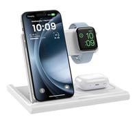 JGD-Station de charge inductive 3 en 1 pour iPhone 12-17 Pro Max, chargeur rapide sans fil pour AirPods 2, 3, 4 Pro et Apple Watch Ultra 3-2/S11-6, blanc (adaptateur non inclus)