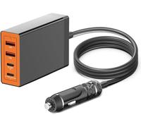 JGD-Station de Charge USB C Voiture Chargeur pour MacBook Air 13"" 15"" M4 2025 2024 Pro 16"" 14"" Surface Book 3 DC 12V-24V Allume-Cigare PD3,1 156W 140W 100W 96W 90W 65W 60W 40W Multi-Ports