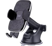 JGD-T¿NB Support De Téléphone Voiture avec Fixation 3 en 1, Rotation 360° Et Bras Télescopique avec Mâchoire, Compatible pour Tous Les Smartphones Jusqu¿A 7 Pouces, Finition Premium Et Carbone - Noir