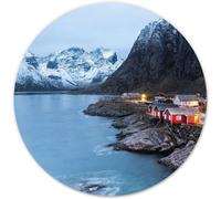 JGD-Tapis de Souris avec Motif Lofoten I Ø 22 cm Rond I Tapis de Souris Taille Standard I antidérapant I Montagnes I you0111