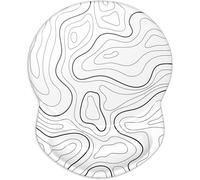 JGD-Tapis de souris ergonomique avec repose-poignet en gel - Surface lisse - Base antidérapante en PU - Confortable - Soulage la douleur - 22,1 x 18,3 cm - Contour topographique - Blanc