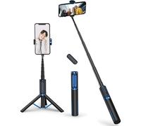 JGD-Trépied Selfie Stick, Trépied Téléphone 3-en-1 Extensible en Aluminium avec Télécommande Bluetooth sans Fil, Compatible avec iPhone 17/16/15/14/13/12 mini/11 Pro et Smartphones Samsung, Bleu