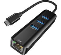 JGD-USB-C Ethernet 4 en 1, Hub USB C vers USB 3.0 Aluminium Hub Type-c avec Port Ethernet, 3 Ports Hub pour MacBook/MacBook Pro 2019/2018/2017, Chromebook, Linux et Autres appareils