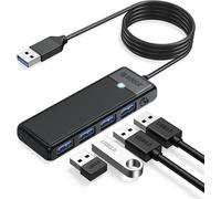 JGD-USB Hub 3.0, 4 Ports Distributeur USB avec Câble Long de 180CM, Ultra Slim Type A Data Hub 5Gbps, Adaptateur Multiport pour MacBook, Disque Dur Mobile, Surface Pro, XPS, PS4/PS5, PC