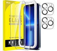 JGD-Verre Trempé pour iPhone 13 Pro 6,1 Pouces avec Protection d'Objectif de Caméra Arrière, Kit Outil D'installation Facile, Film Protection Écran, 2 Pièces Chacun