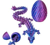 JGFWAT Dragon imprimé 3D (30 cm) avec œuf de dragon - Articulations éternelles - Dragon en cristal avec œuf de dragon - Jouet créatif et décoration - Figurines de dragon mystérieuses et réalistes