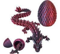 JGFWAT Dragon imprimé 3D (30 cm) avec œuf de dragon - Articulations éternelles - Dragon en cristal avec œuf de dragon - Jouet créatif et décoration - Figurines de dragon mystérieuses et réalistes
