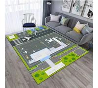 JGGXHM 1 Tapis de Jeu pour Enfants, Motif Piste d'atterrissage d'aéroport, Vue de Dessus, arrivée d'avion, Tapis 3D, décoration pour Chambre ou Salle de Jeux d'enfants (245 x 365 cm)