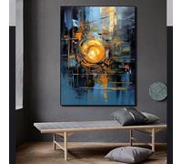 JGGXHM Décoration murale peinture photos chambres impressions d'art bleu or feuille d'or style industriel art pour salon décoration de la maison - (70x90 cm) 28x35 pouces sans cadre