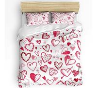 JGGXHM Parure de lit 3 pièces Motif cœur et Amour, Housse de Couette et taie d'oreiller, pour Enfants et Adultes, pour lit Double (240 x 260 cm)