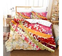 JGGXHM Parure de lit à imprimé Floral Rouge, Housse de Couette pour Fille et Enfant, pour Chambre King/Queen (210 x 210 cm)