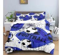 JGGXHM Parure de lit imprimée 3D, Housse de Couette Noire et Blanche, Motif Football, Confortable, Tailles King, Queen et Twin, pour la décoration de Chambre de garçon (140 x 200 cm)