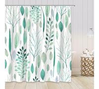 JGGXHM Rideau de Douche à Fleurs, Rideau de Douche à Feuilles pour Salle de Bain, Plantes, Fleurs, Feuilles Tropicales, Rideau de Salle de Bain, Crochets en Tissu Lavable 100x220cm/WxH Rideau Douche