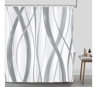 JGGXHM Rideau de Douche à Rayures Grises et Blanches, Rideau de Salle de Bain Moderne, imperméable et résistant aux moisissures, avec 12 Crochets, 120x175cm(LxH)