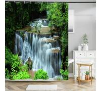 JGGXHM Rideau de Douche de Style Nordique, Paysage de forêt et de Montagnes, décor de Baignoire Naturel, Rideaux de Salle de Bain imperméables 90x200cm/WxH Rideau Douche