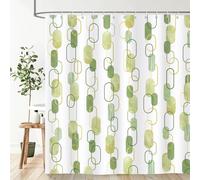 JGGXHM Rideau de Douche géométrique Vert Sauge, Rideau de Douche Style Ferme, imprimé Artistique, décoration Moderne en Tissu avec Crochets (90 x 160 cm/L x H)