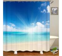 JGGXHM Rideau de Douche imperméable en Polyester avec Impression 3D de Paysage de Plage et de Soleil 75x200cm/WxH Anti moisissure