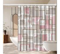 JGGXHM Rideau de Douche imprimé à Motifs géométriques Roses, Rideau de Salle de Bain en Polyester imperméable, Pare-Baignoire, décoration de Baignoire (100 x 210 cm/L x H)