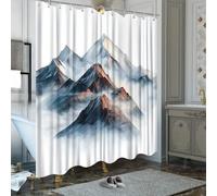 JGGXHM Rideau de Douche Motif Paysage de Montagne Serein - Rideau de Salle de Bain en Polyester imperméable avec Crochets, décoration intérieure (250 x 200 cm/L x H)