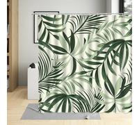 JGGXHM Rideaux de Douche à Feuilles de Plantes Tropicales, Tissu imprimé Aquarelle Monstera, Feuille de bananier, décoration de Salle de Bain, Crochets pour Rideau de Bain 100x230cm/WxH