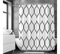 JGGXHM Rideaux de Douche à Motifs géométriques Noirs et Blancs, Tissu imperméable, Crochets pour Rideau de Salle de Bain, écran de Bain, décoration de Baignoire 120x230cm/WxH Rideau de Bain