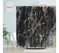 JGGXHM Rideaux de Douche en marbre Gris Noir, imprimé d'art géométrique Abstrait créatif, décoration de Salle de Bain en Tissu Moderne, Rideau de Bain avec Crochets 85x210cm/WxH