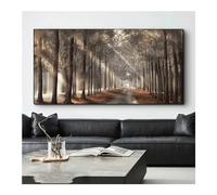 JGGXHM Soleil ombre arbres toile œuvre peinture affiche paysage forêt chemin mur Art photos impressions pour la décoration intérieure - (45x90 cm) 18x35 pouces sans cadre