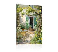 JGGXHM Tableau d'art mural sur toile paysage jardin patio avec plantes en pot fleurs affiche peintures décoration d'intérieur - (35 x 55 cm) cadre interne 14 x 22 pouces