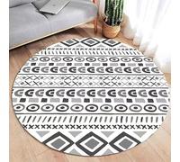 JGGXHM Tapis à Motifs géométriques Ronds, Lignes, Cercles et Rayures, Style Moderne et Minimaliste, idéal pour Le Salon ou la Chambre (130 cm)