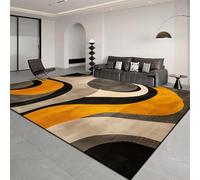 JGGXHM Tapis à Rayures de Luxe Nordique léger pour la décoration du Salon, Tapis faciles à Nettoyer pour la Chambre à Coucher, Tapis de Sol Orange Marron de Grande Surface 50x80cm