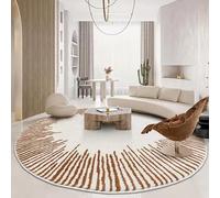 JGGXHM Tapis antidérapant Moderne et Minimaliste à Poils Courts pour Salon et Chambre à Coucher, Tapis à Rayures, Grand Format Rond (110 cm)