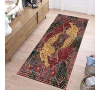 JGGXHM Tapis de Bain Long Style Japonais « Bataille de Tigres », Tapis de Jeu pour Salle de Bain ou Salon, Tapis antidérapant, Tapis de Sol Tendance (40 x 110 cm)