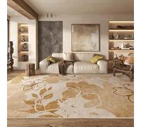 JGGXHM Tapis de décoration de Salon Couleur Caramel pour Chambre à Coucher, Style rétro américain, Motif Floral, antidérapant (210 x 210 cm)