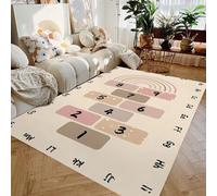 JGGXHM Tapis de Jeu pour Enfants, Motif marelle Grise, antidérapant, pour Chambre, Salon, Salle de Bain, dortoir (160 x 240 cm)