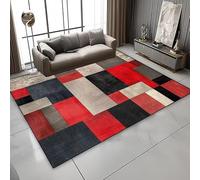 JGGXHM Tapis de Luxe Abstrait, Art géométrique, décoration intérieure, Lavable, Doux, pour Salon, canapé, Chambre, antidérapant (90 x 140 cm)