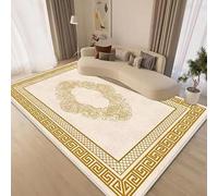 JGGXHM Tapis de Salon de Style Chinois doré, décoration de Luxe, Chambre à Coucher, Tapis de Sol Moelleux et Doux, Tapis de Chevet Lavable et antidérapant (70 x 140 cm)